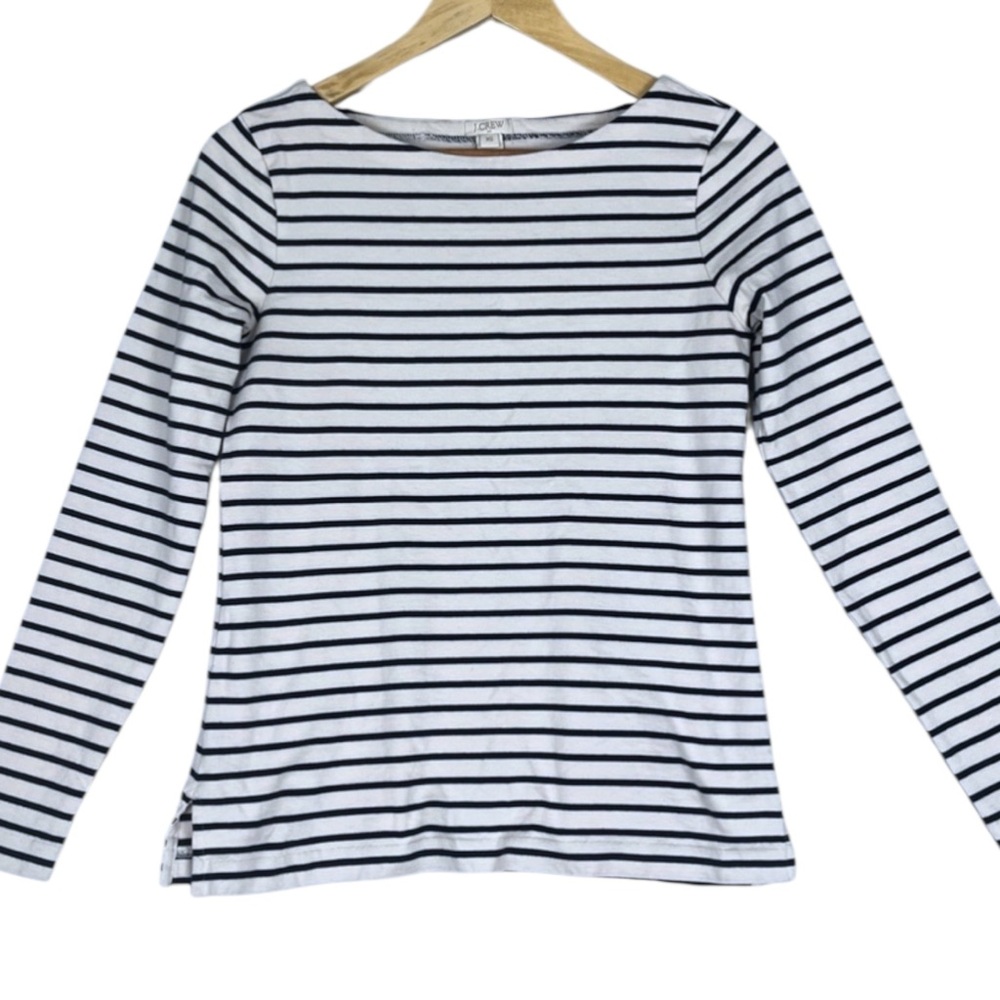 J Crew Sailor Stripe Shirt Womens XS Blue White Classic Nautical Preppy